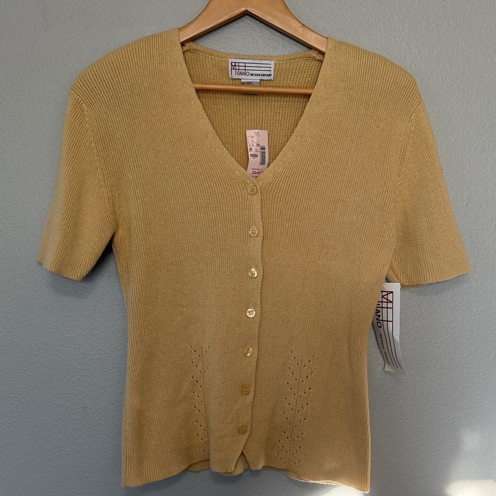 VTG Milano Short Sleeve Button Up Cardigan‎ Women’s Large Old Stock Granny Core